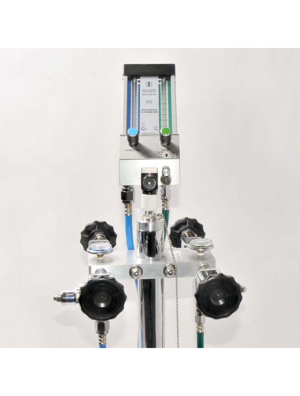 Belmed PC7 Analgesia Flowmeter Nitrous Oxide N2O Oxygen Portable Stand Dental