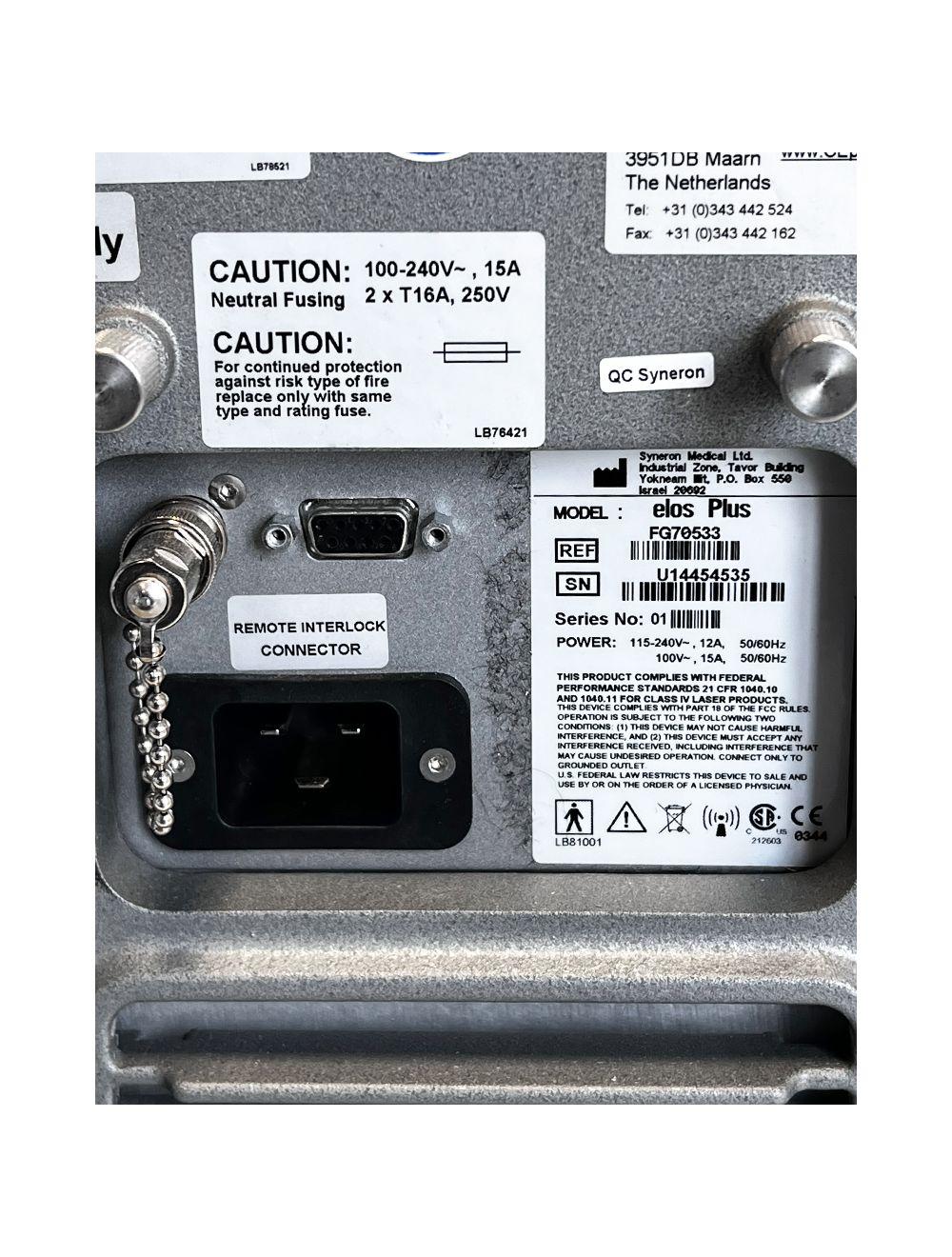 Syneron Candela Elos Plus SRF SRA RF Laser Skin Tighten/Resurface Hair Removal