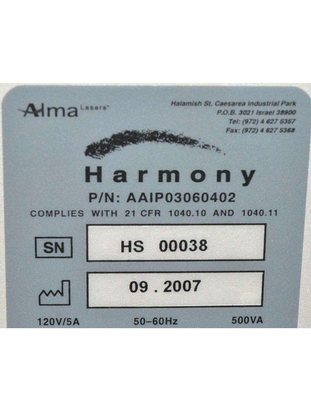 2007 Alma HARMONY XL Laser w PIXEL 2940 & YAG Handpieces Skin Resurface Ablative