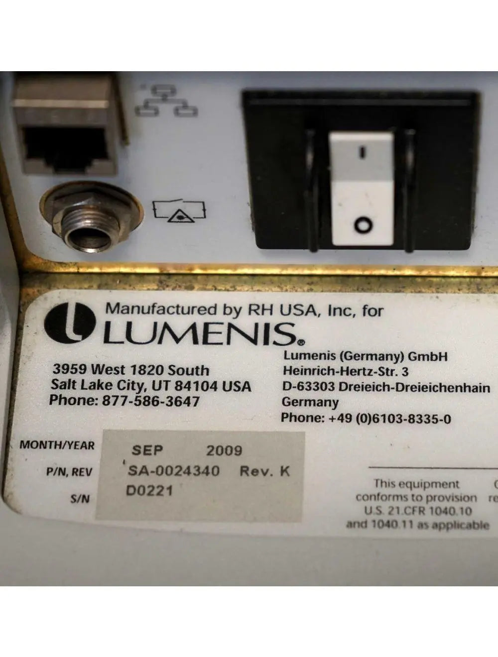 2009 Lumenis LightSheer Duet Laser ET HS 9x9mm 22x35mm Hair Removal Light Sheer Lumenis