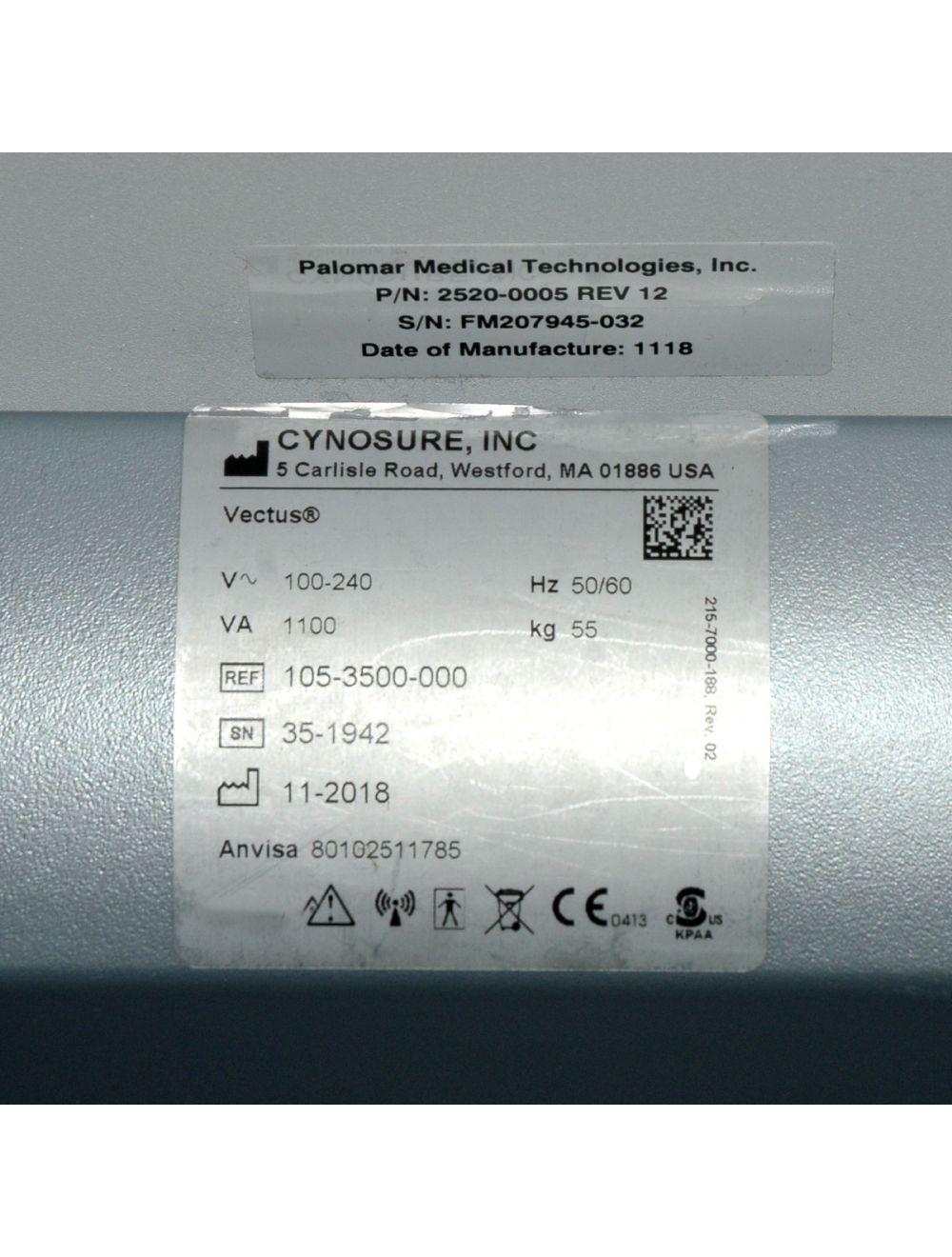 2018 Cynosure Palomar Vectus 810nm Diode Skintel Laser Hair Removal System