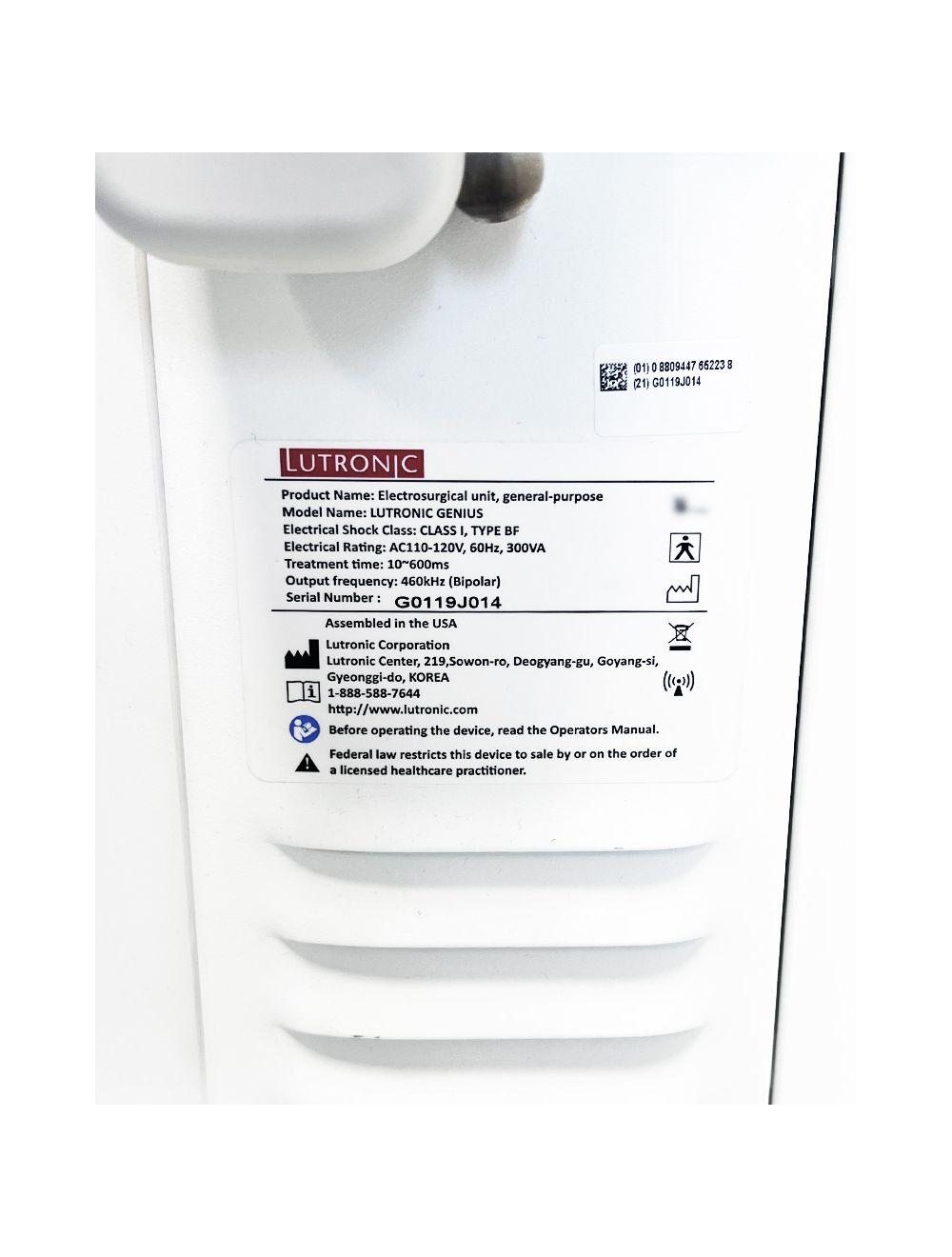 2019 Lutronic Genius Intelligent Focused RF Radio Frequency Microneedling System