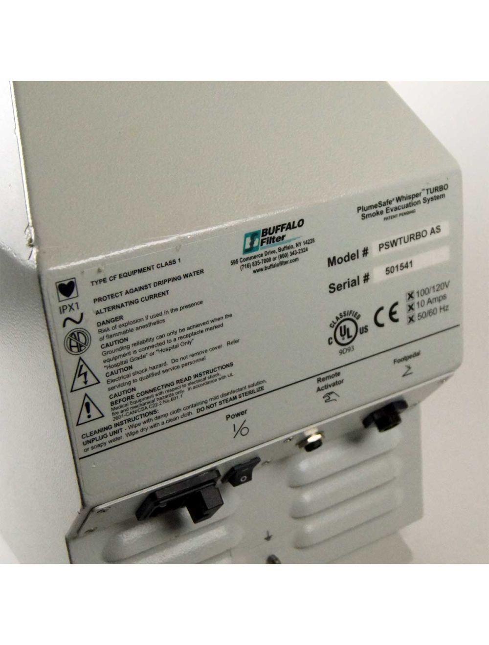 Buffalo Filter Whisper Turbo PlumeSafe Smoke Evacuation Suction System PSWTURBO