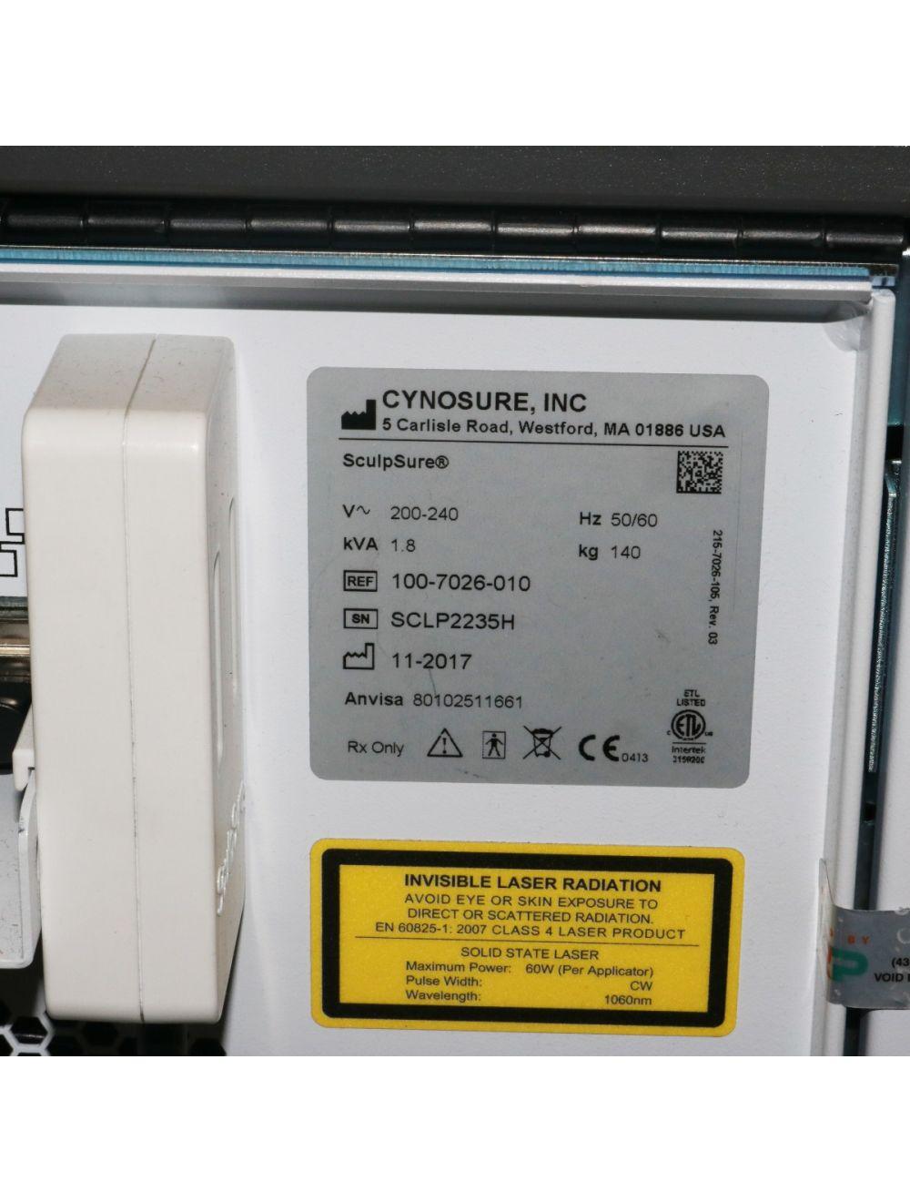 2017 Cynosure SculpSure Lipolysis Laser w/ Standard & Submental Kit Sculp Sure