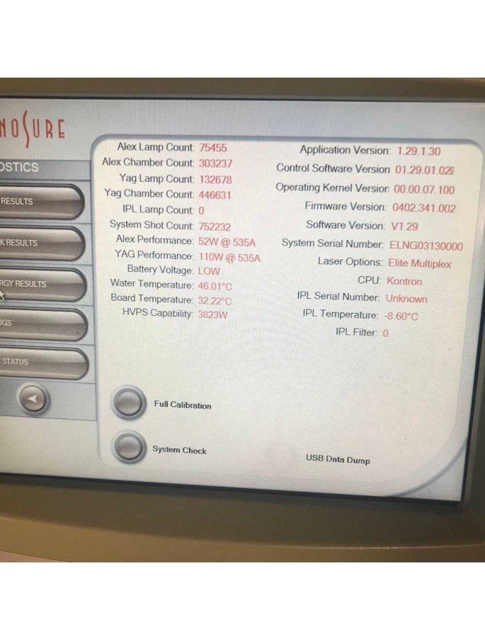 2011 Cynosure Elite MPX Cooled YAG 1064 Alex 755 Hair Removal Laser 750K Shots