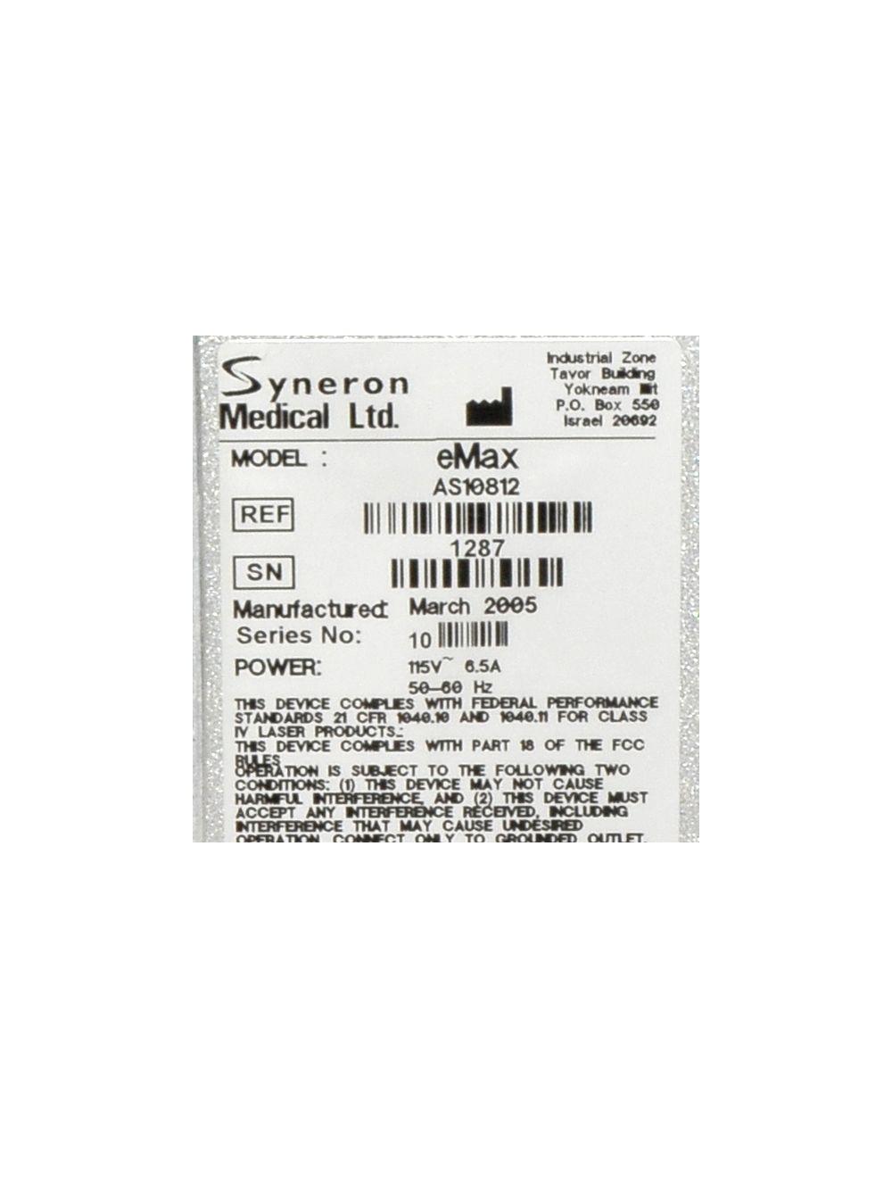 2005 Syneron eMax Wrinkles Veins Acne Skin Rejuvenation Tightening Laser System