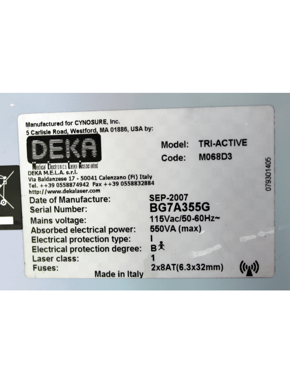 CYNOSURE DEKA Tri Active Diode Laser Body Face Skin Tighten Triactive 2007