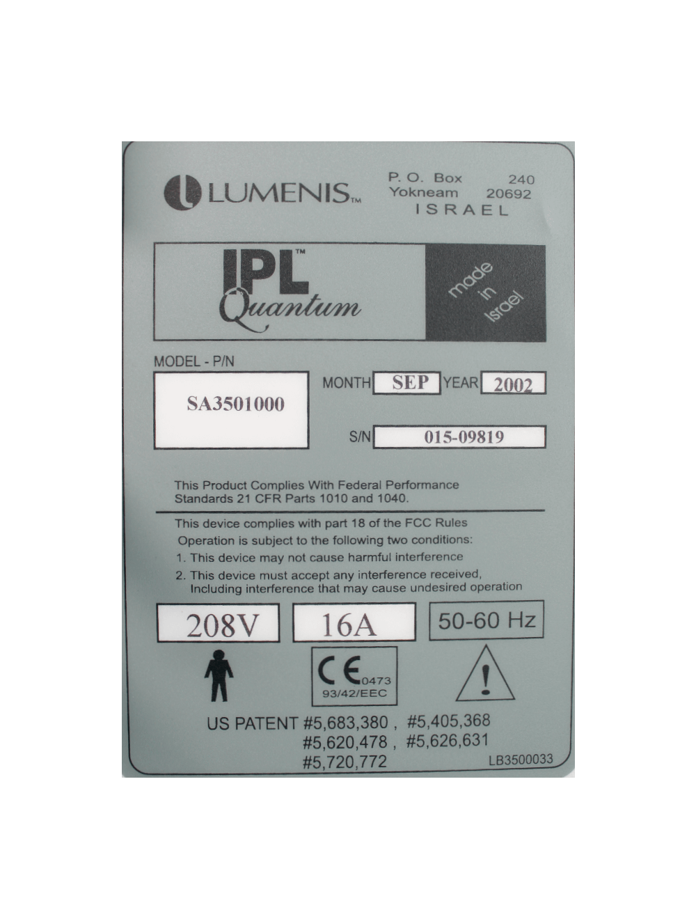 Lumenis IPL Quantum 2 Handpieces SR 560 HR 695 Hair Removal Skin Rejuvenation