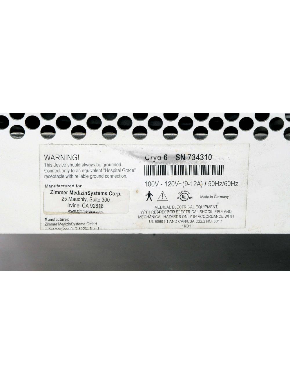 Zimmer Medizin Cryo6 Cooler Chiller Skin Cooling Laser IPL Treatments Cryo 6