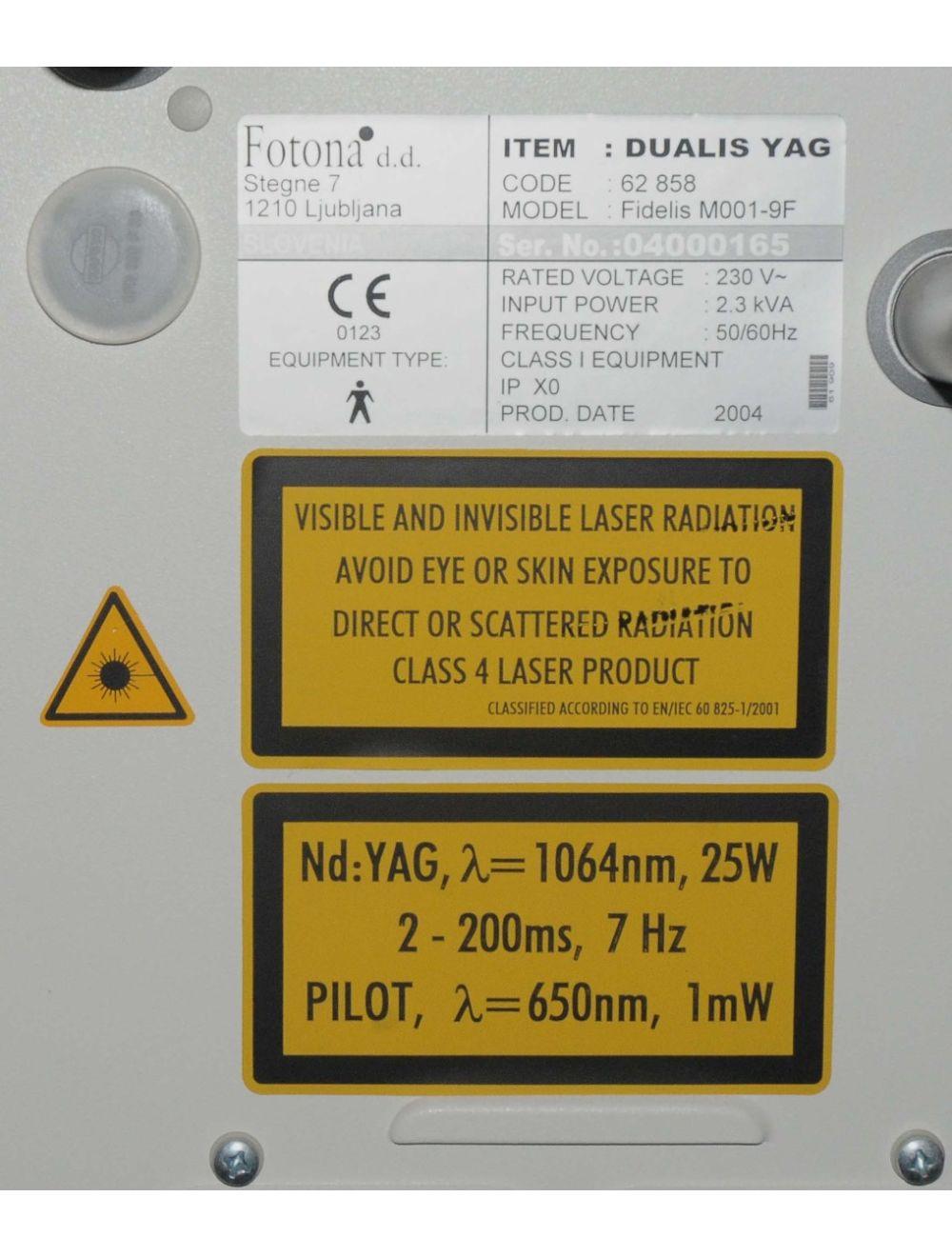 2004 Fotona Dualis Nd:YAG Fidelis M001-9F 1064 nm Laser Acne Scar Hair Removal