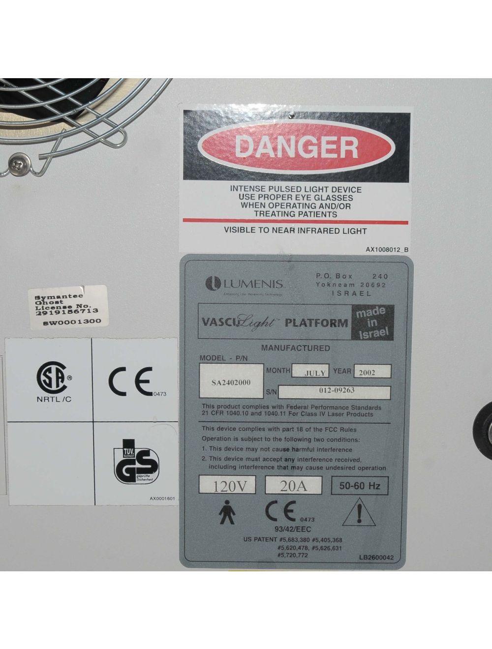 2002 Lumenis VASCULight IPL Laser Skin Age Spot 5 Handpieces & Filters