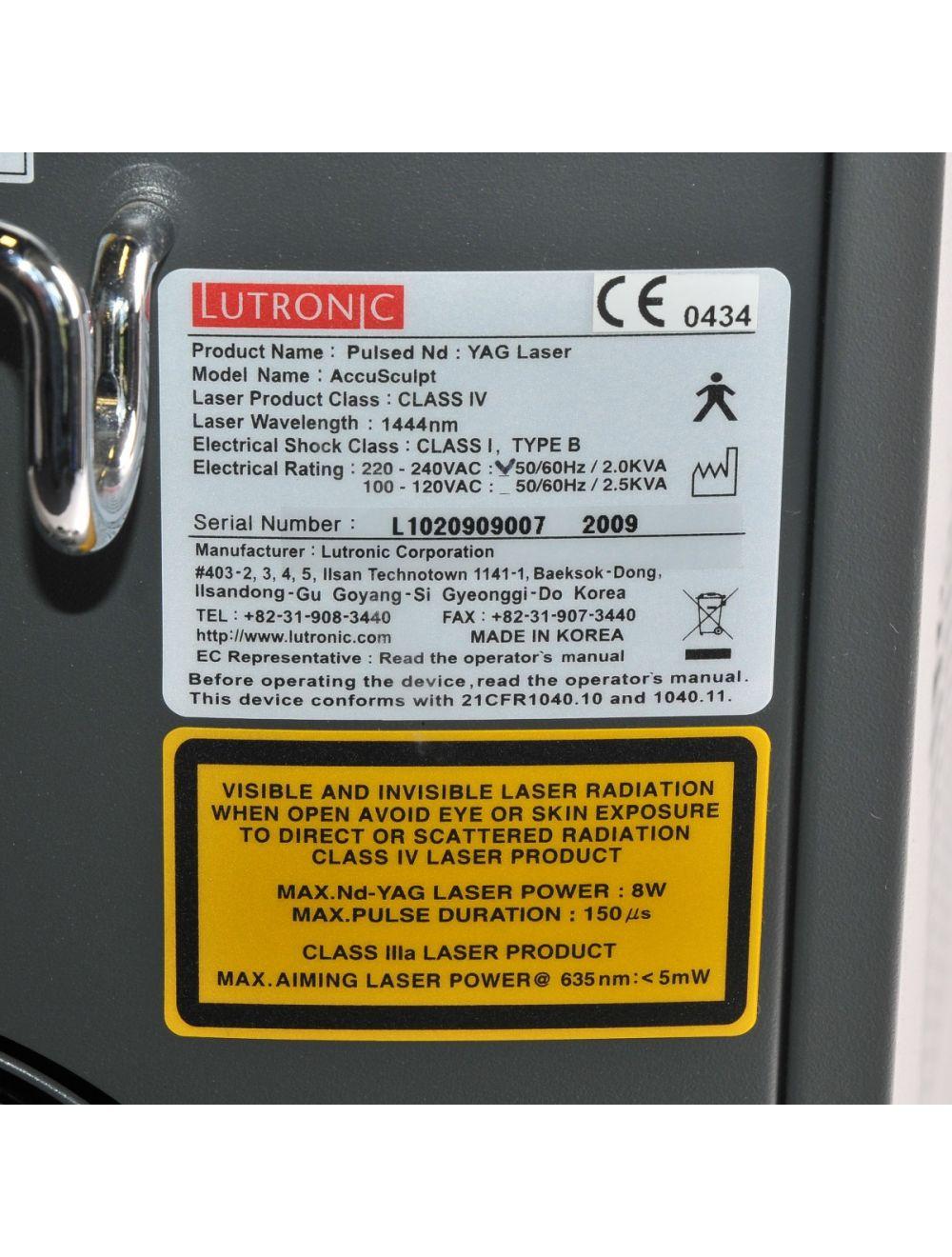 Lutronic ACCUSCULPT Nd YAG Laser 1444 nm Facial Body Contouring Shaping 2009