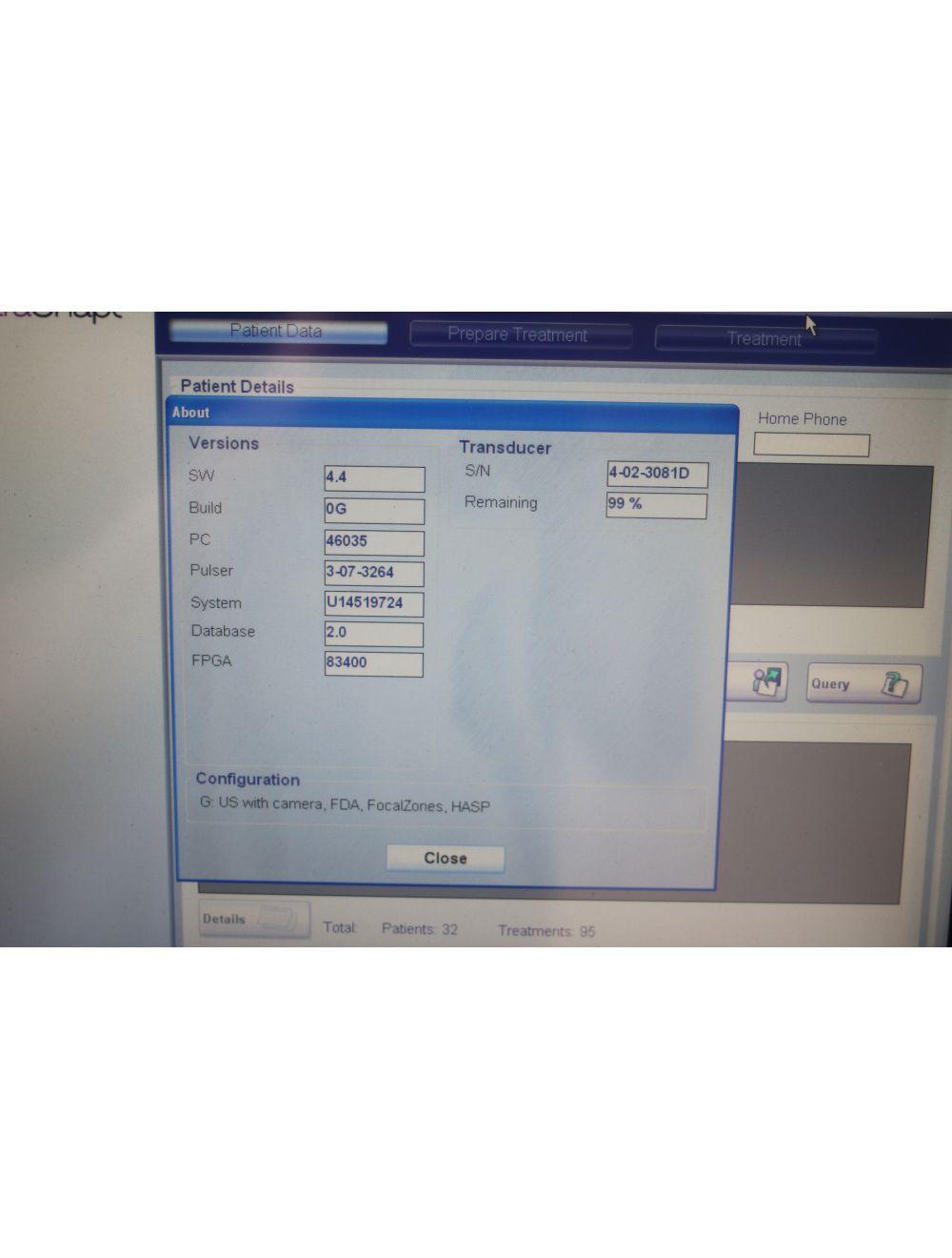2014 Syneron UltraShape Ultrasound Body Contouring Ultra Shape 2 Transducers