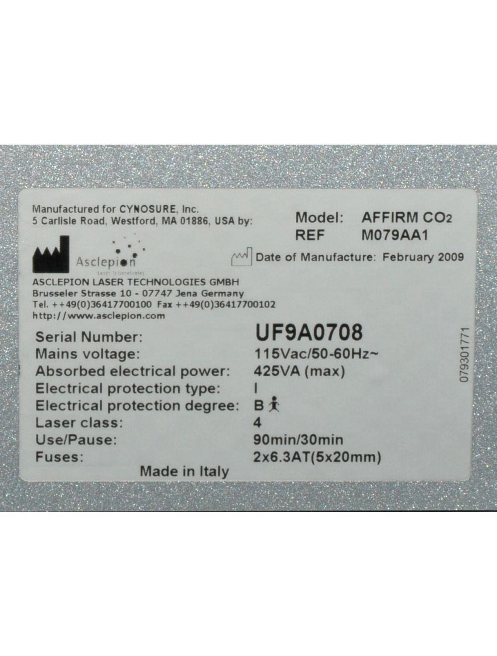 2009 Cynosure 30W Affirm CO2 Ablative Wrinkle Laser Skin Rejuvenation Tightening
