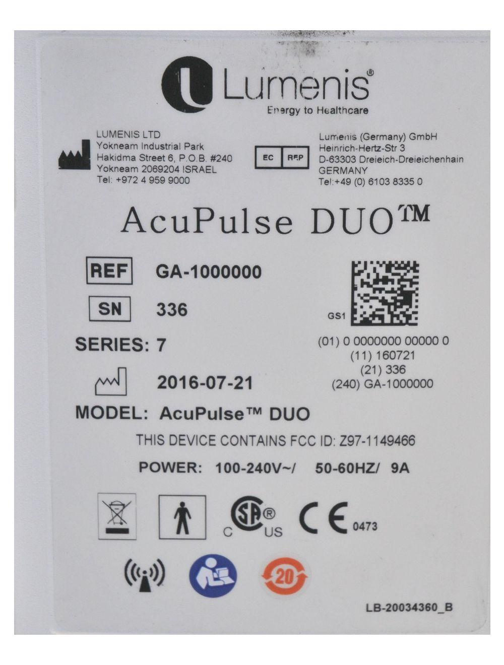 2016 Lumenis AcuPulse DUO CO2 Laser SilkLaser Scanner AcuScan 120 SurgiTouch