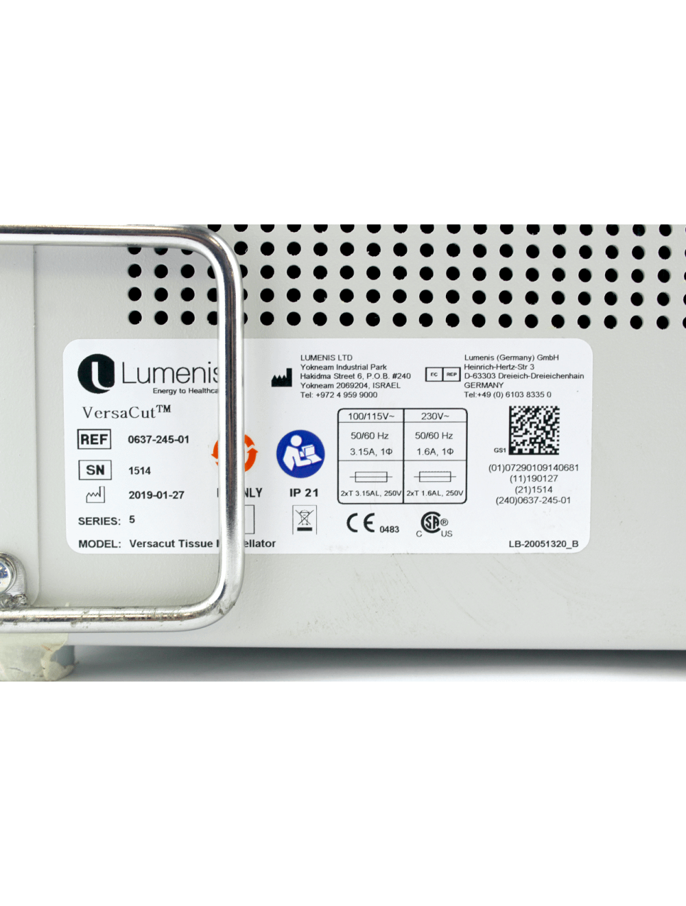 LUMENIS VersaCut Tissue Morcellator Laser Endoscope Integrated Solution System