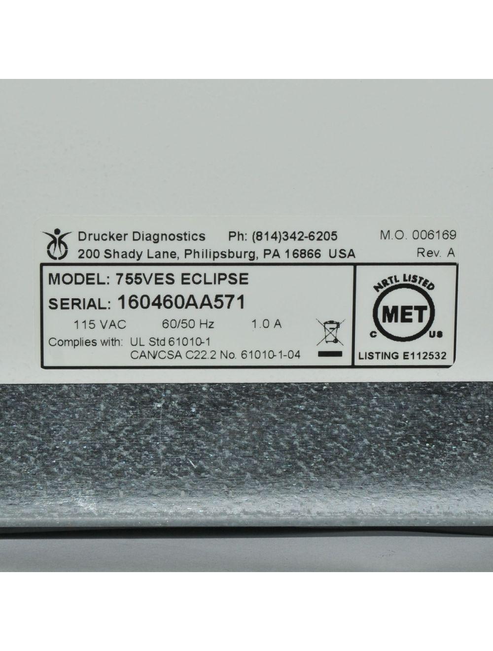 Drucker Diagnostics 755VES ECLIPSE Centrifuge PRP Platelet Rich Plasma 755 VES