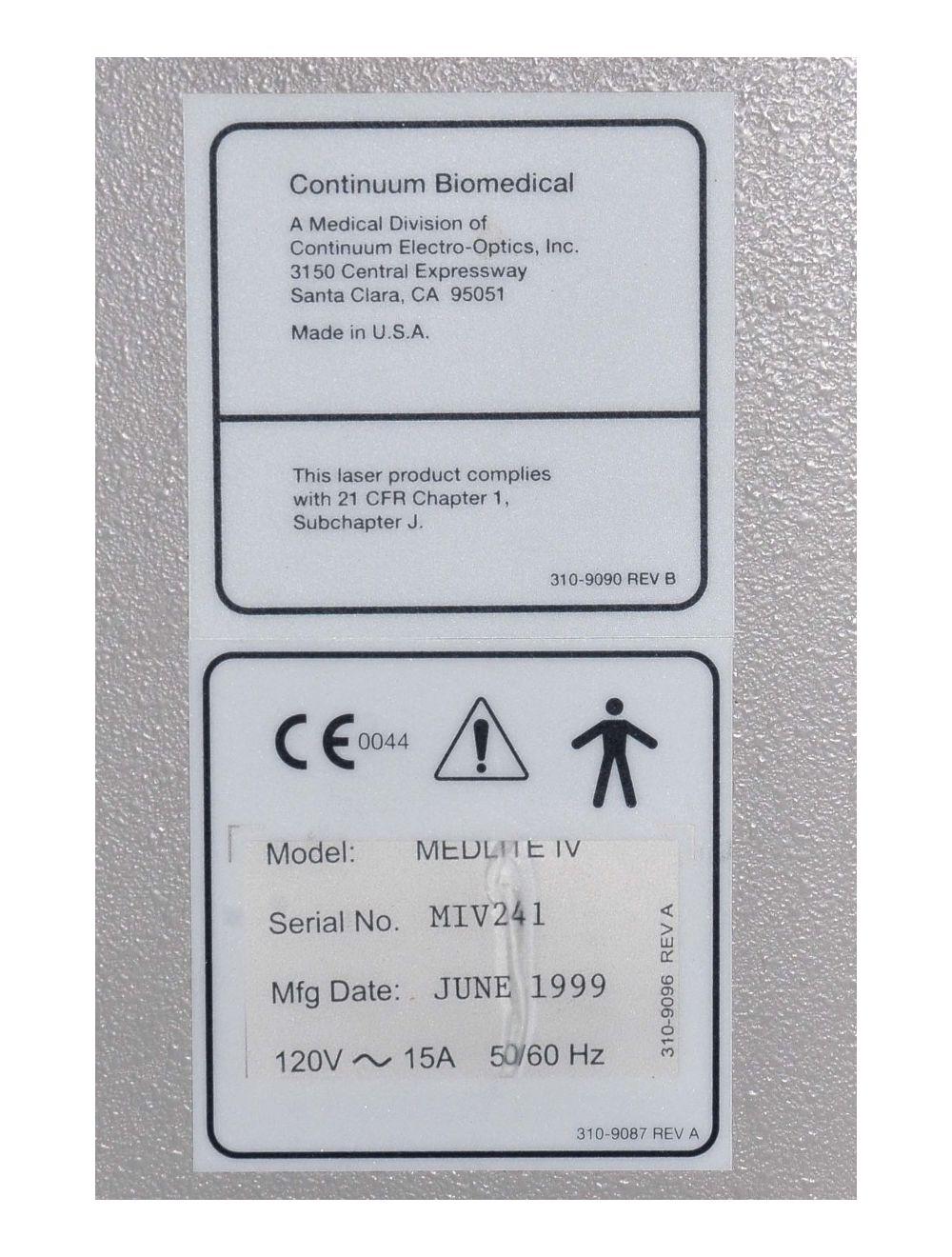 ConBio Medlite IV Q-Switch Nd:YAG Tattoo Removal Laser Q-Switched Con Bio 1999