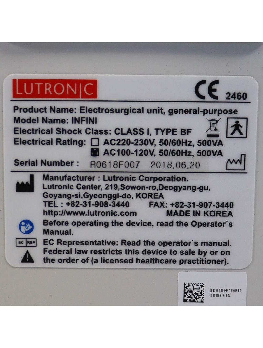 2018 Lutronic INFINI RF Microneedling Electrosurgical System