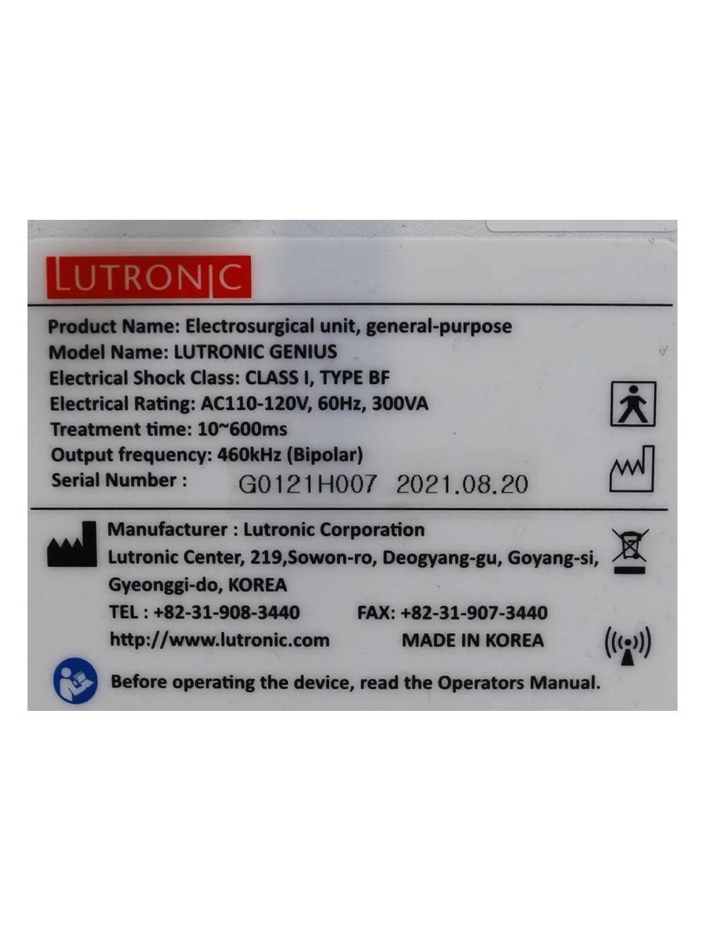 2021 Lutronic Genius Intelligent Focused RF Radio Frequency Microneedling System