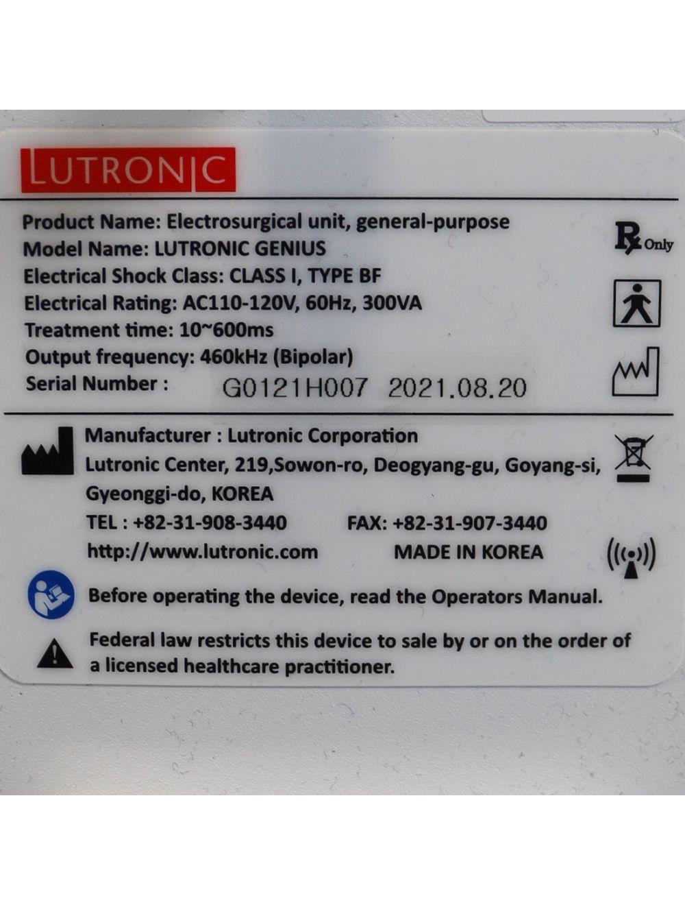 2021 Lutronic Genius Intelligent Focused RF Radio Frequency Microneedling System