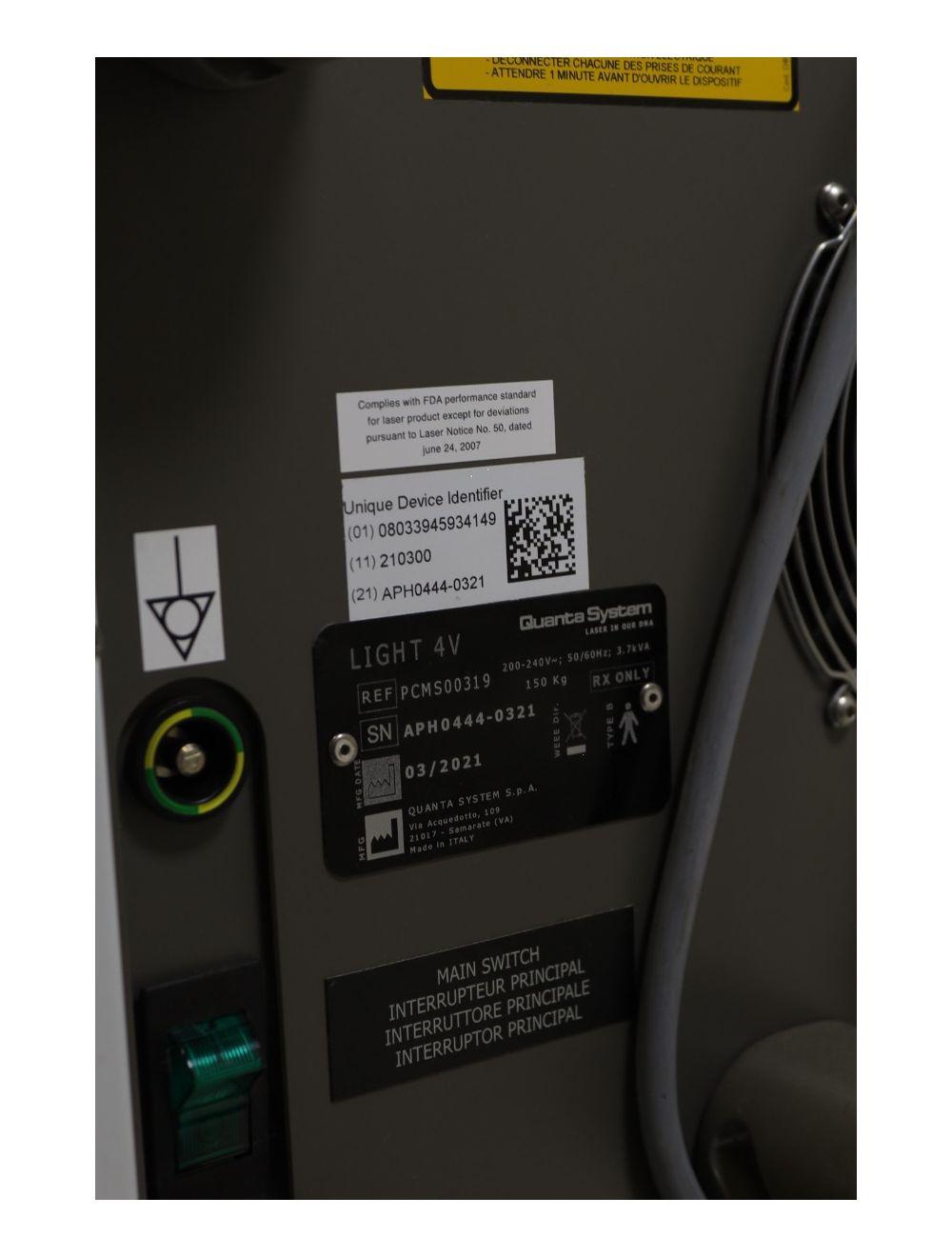 2021 Quanta Light 4V Evo Hair Reduction Vascular Lesions System PCMS00319