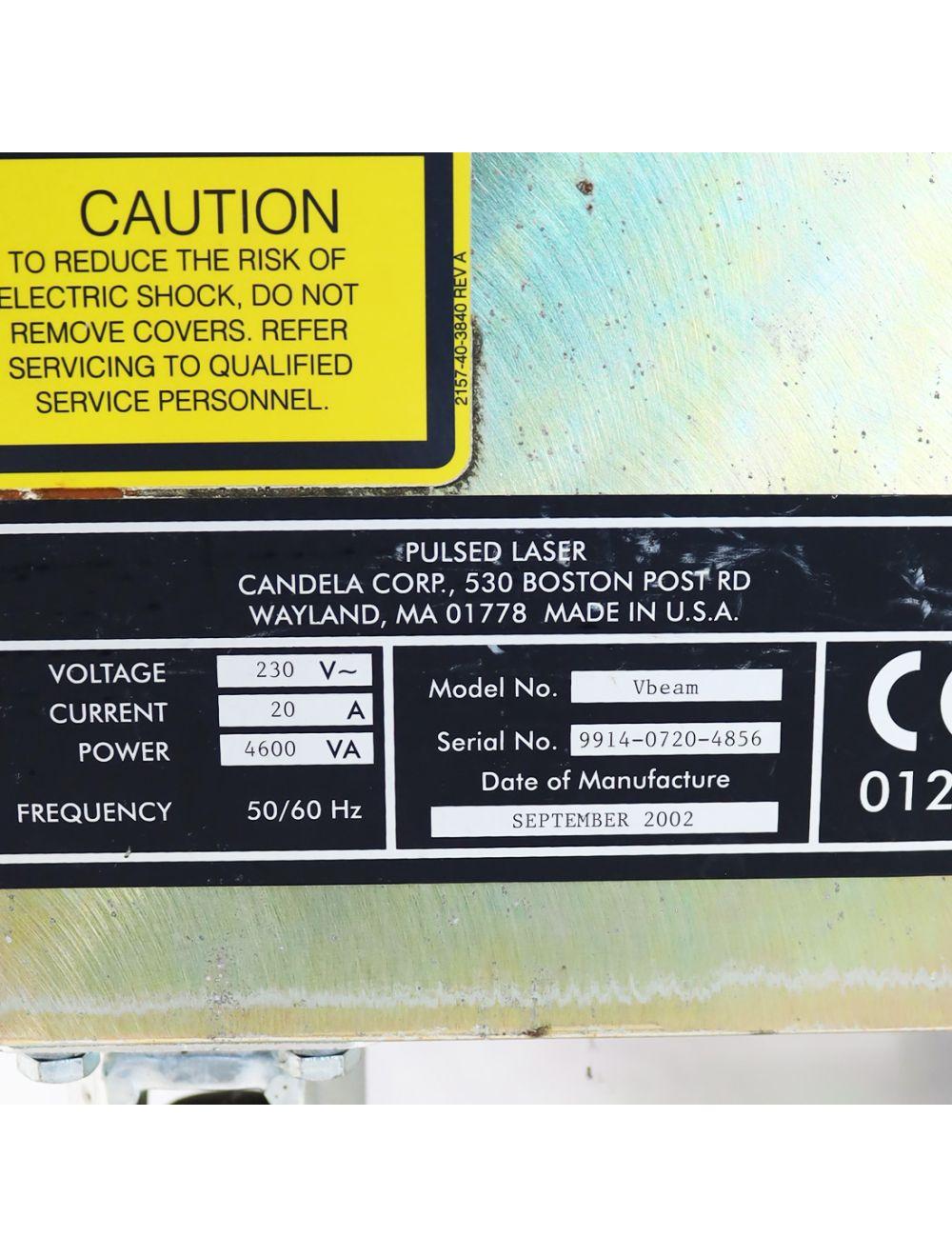 2002 Candela VBeam 595nm Laser Lesions Vascular Wrinkles Vein Pulsed NEW DYE KIT