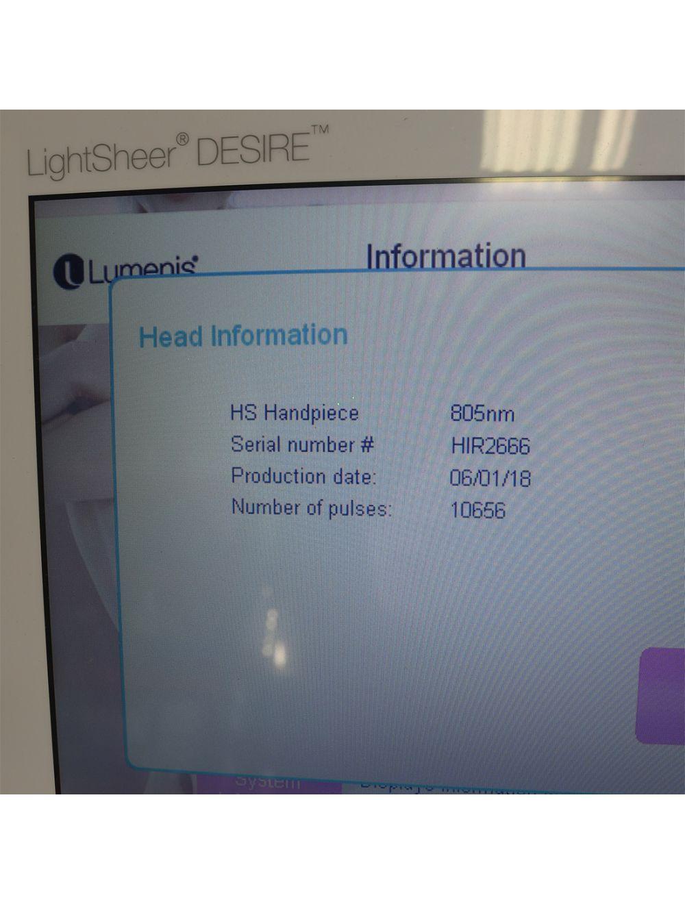 2018 Lumenis LightSheer Desire Diode Laser Hair Removal 2 Handpieces Low Pulses