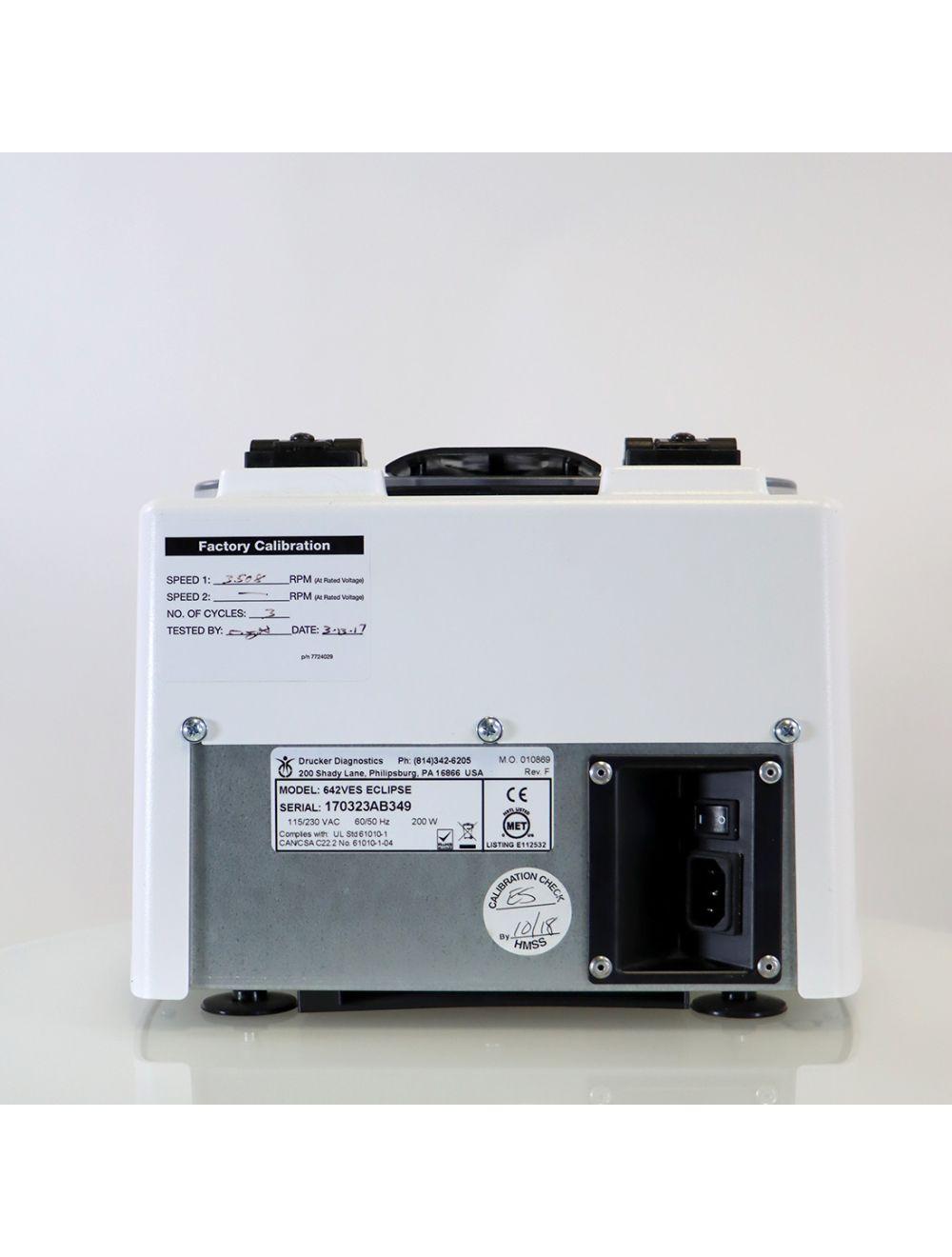 2017 Drucker Diagnostics Eclipse 642VES Centrifuge Easy Spin 3500-RPM 6 x 40g