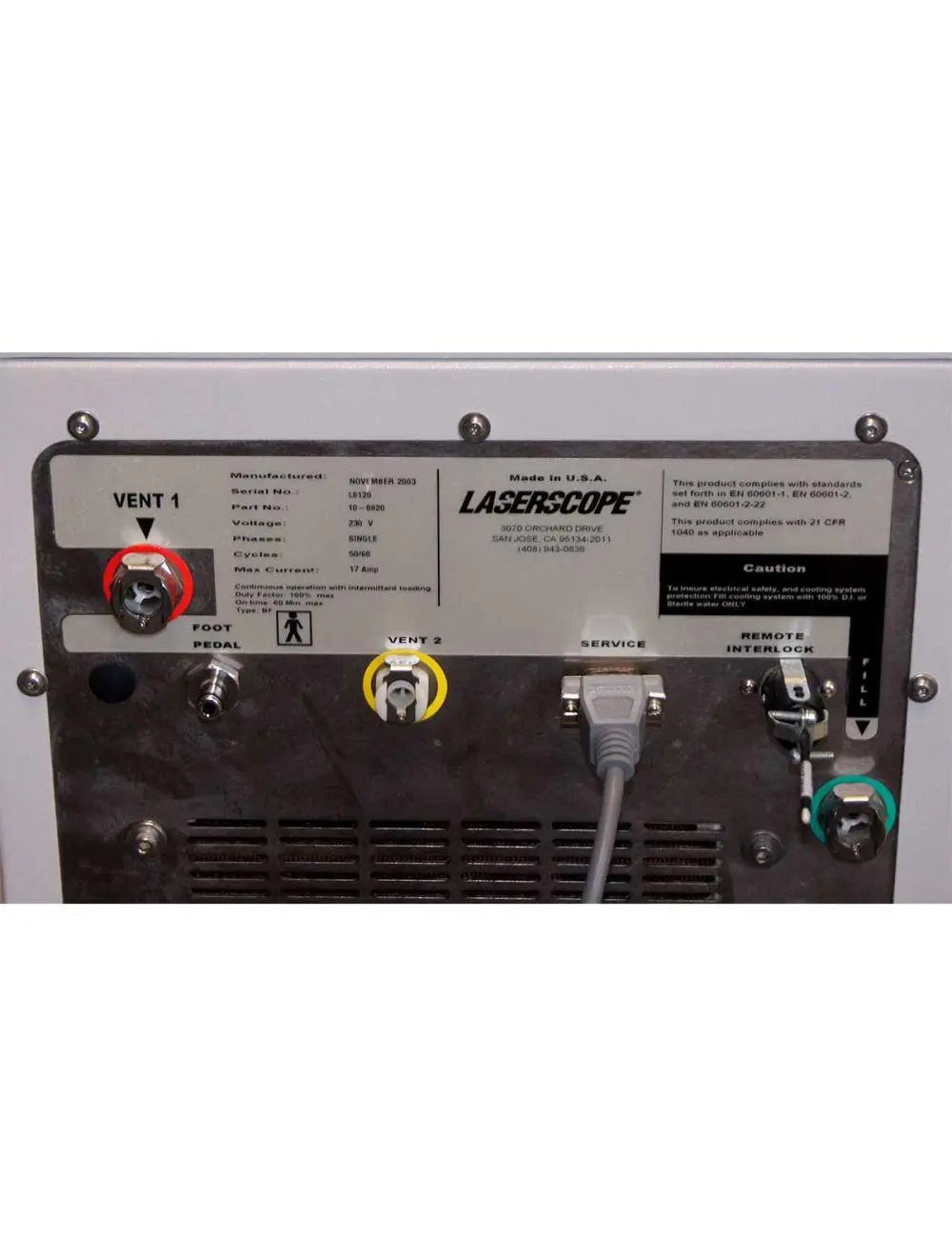 Laserscope Lyra Nd Yag Hair Removal Skin Rejuvenation Vascular Lesion Laser 2003