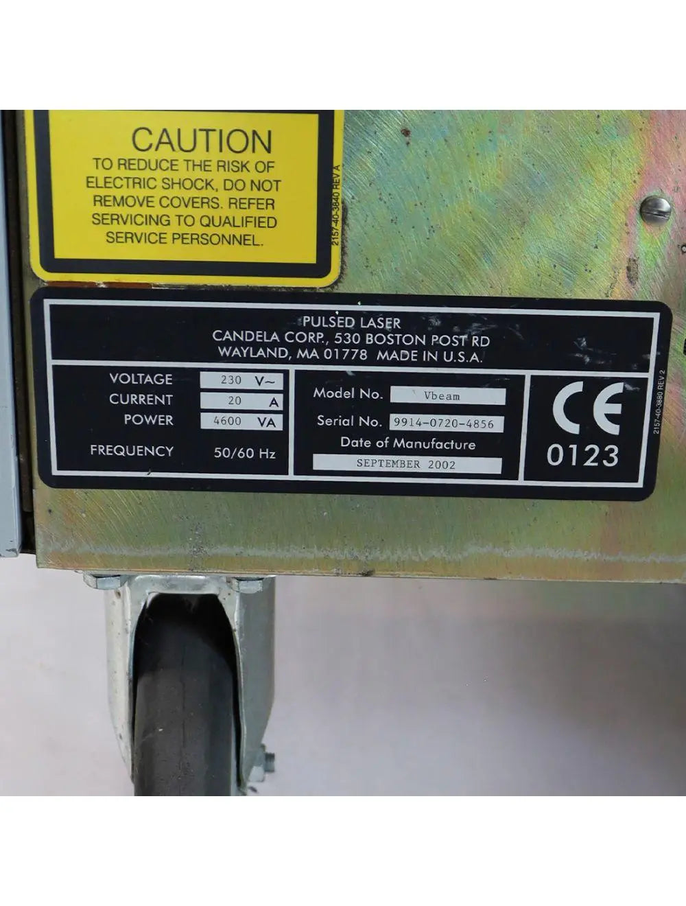 2002 Candela VBeam 595nm Pulsed Dye Laser System PDL Lesions Vascular Wrinkles