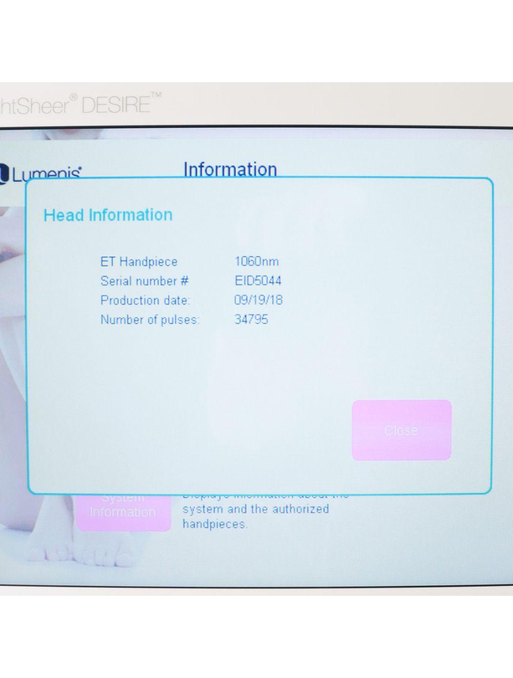 2018 Lumenis LightSheer Desire Diode Laser Hair Removal 3 Handpieces 