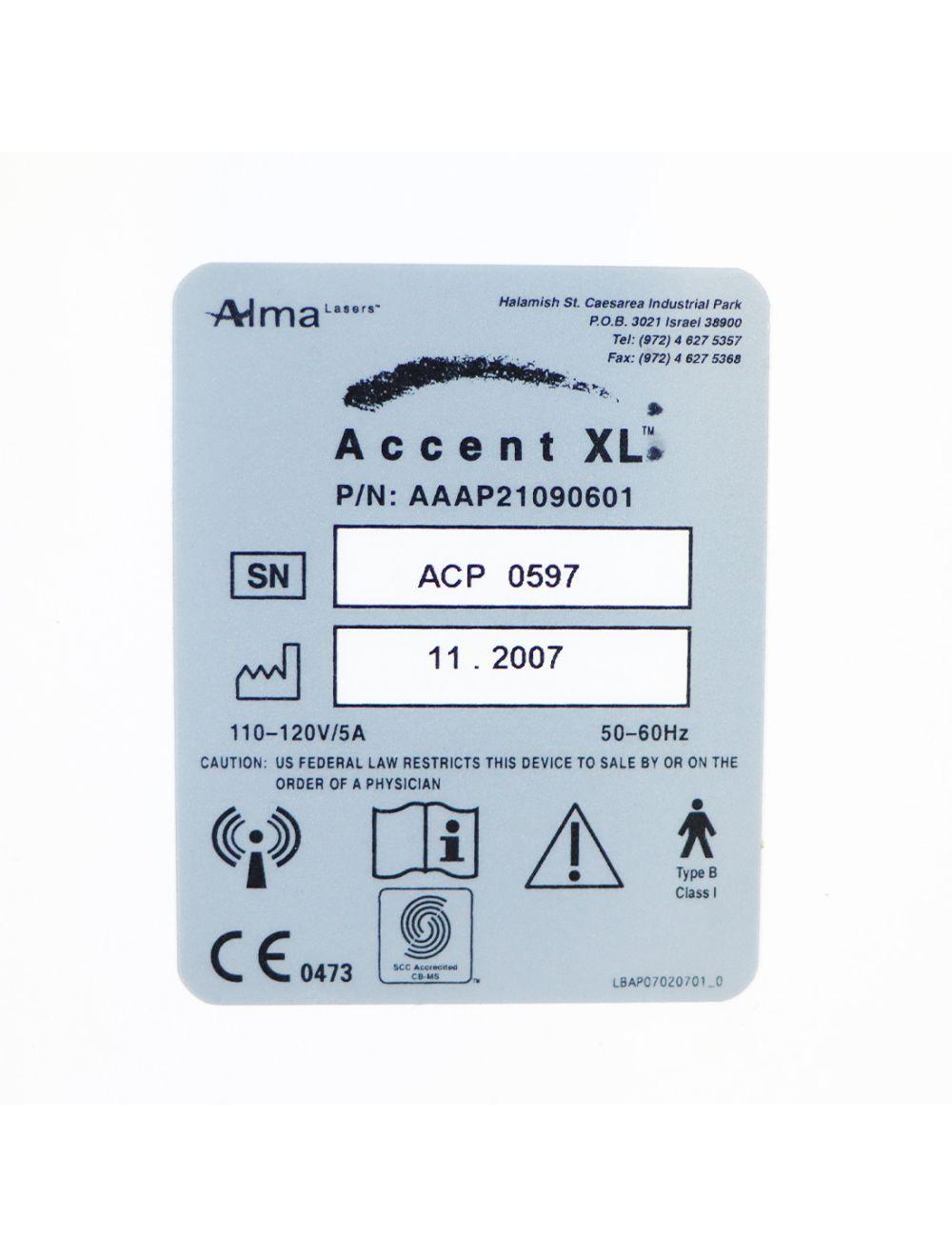 2007 Alma Lasers Accent XL Skin Tightening Body Contour Bipolar RF System