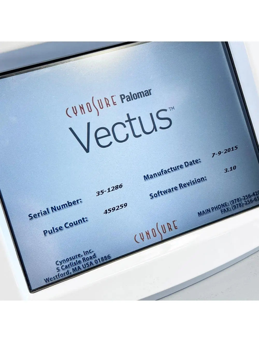 2015 Cynosure Palomar Vectus Laser Hair Removal 810 Diode Skintel System Palomar