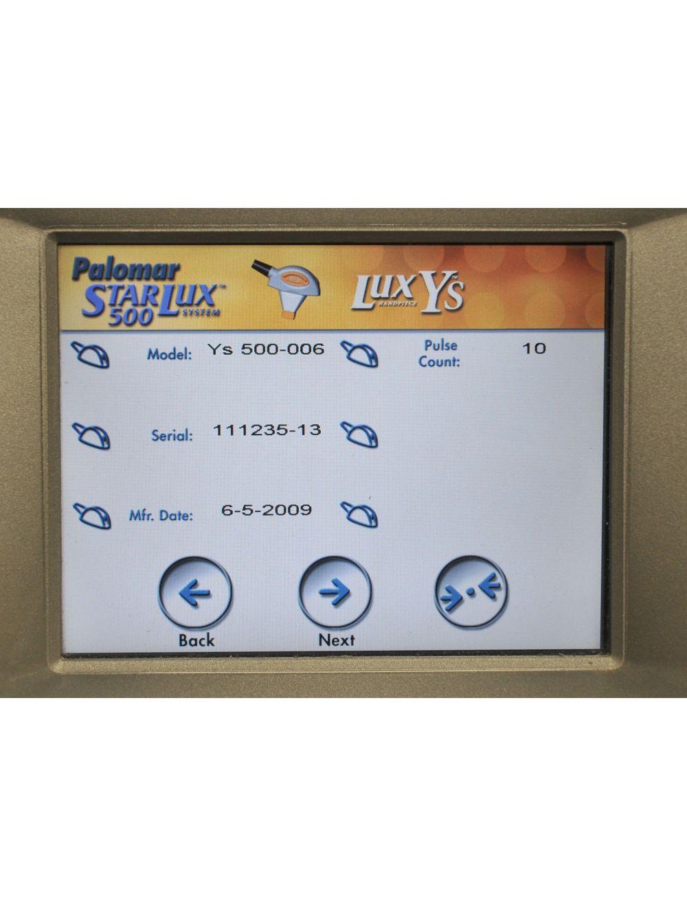 2009 Cynosure StarLux 500 Lux Laser System LuxYs Handpiece Palomar Ys Hand Piece image 8