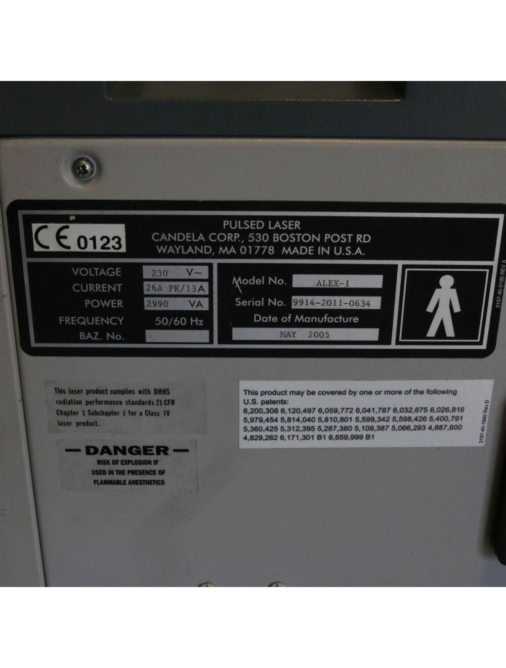 2005 Candela Alex-1 755nm Alexandrite Laser Hair Removal System + 3/4mm Fiber image 7