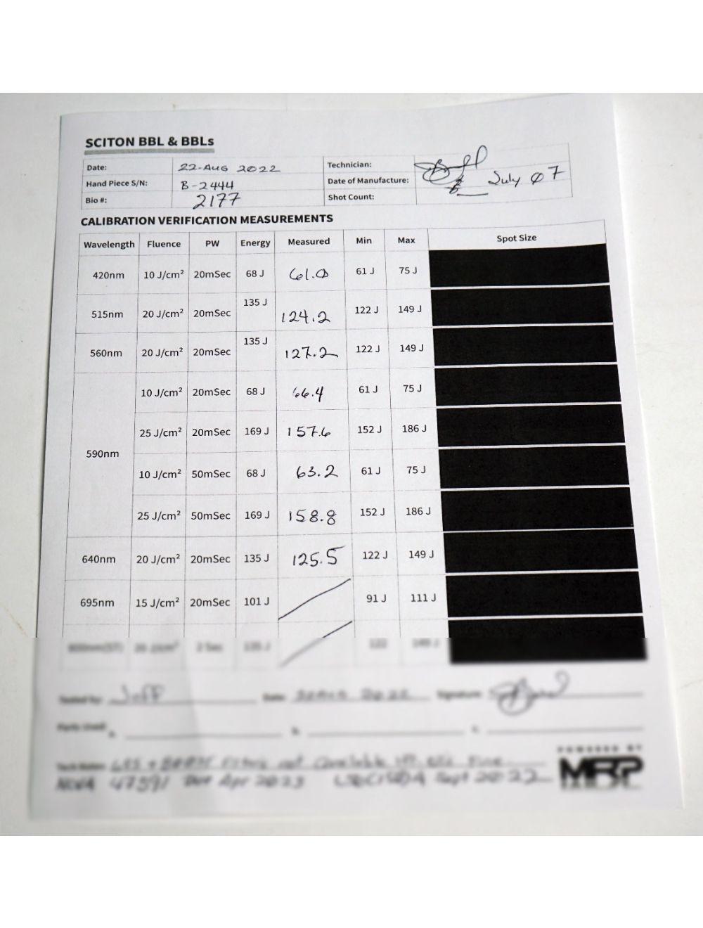 Sciton BBL Laser Handpiece Hair Removal Skin Tightening Rejuvenation 1500-202-20 image 6