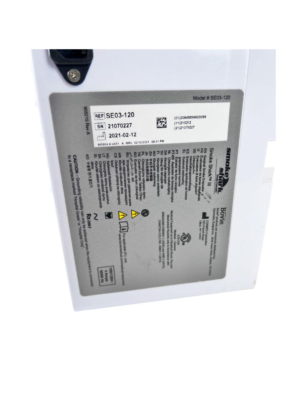 Bovie Smoke Shark III SE03-120 Surgical Smoke Evacuator w/Pencil Adapter 2021 image 6