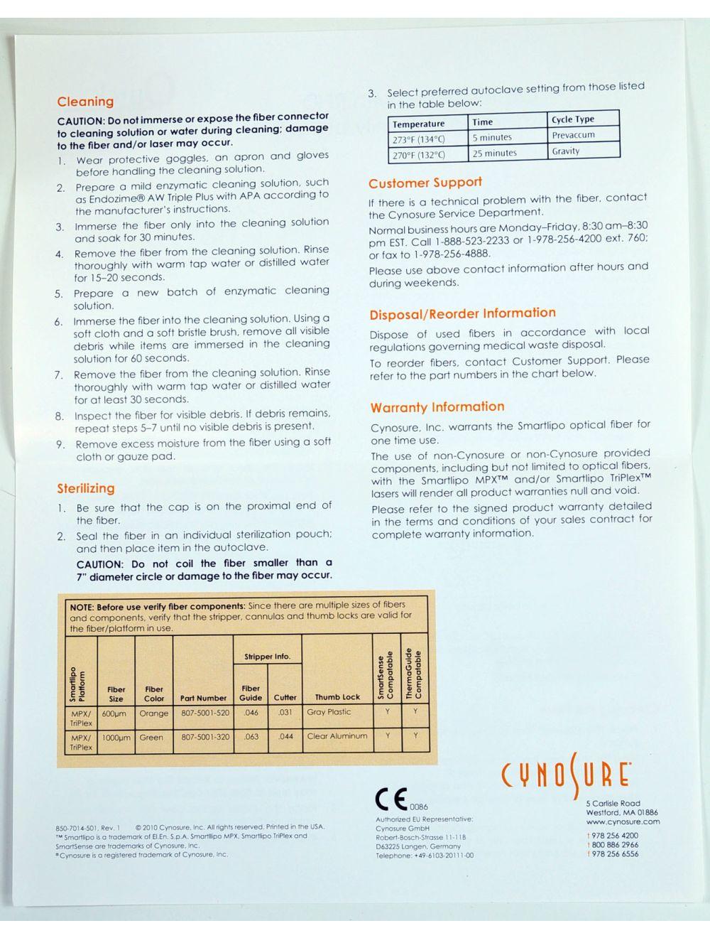 Cynosure SmartLipo 1000um Fiber RFID 1400 OD Single Green 807-5001-319 (5 Pack) image 8
