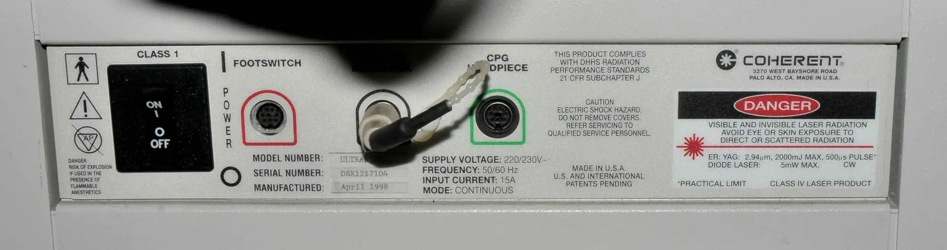 Coherent ULTRAFINE Erbium Laser Er YAG Skin Rejuvenation Resurfacing Ultra Fine