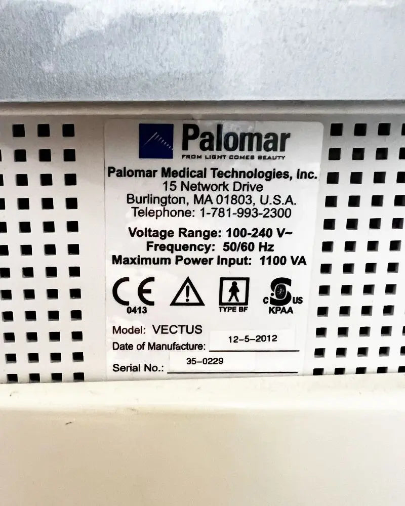 2012 Cynosure Palomar Vectus 810nm Diode Skintel Hair Removal Laser System Palomar