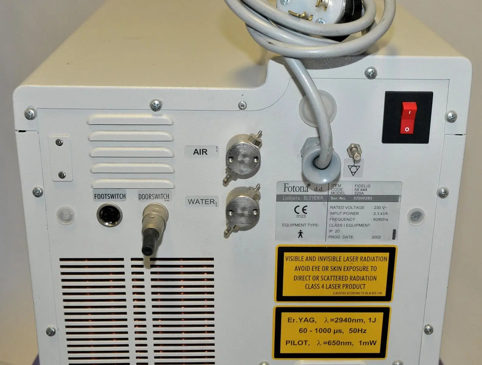 2002 Fotona Fidelis 320A Er:YAG 2940nm Erbium Acne Skin Resurfacing Laser System