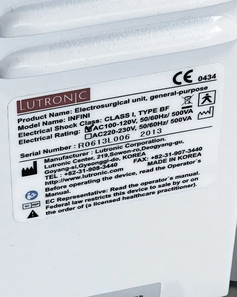 2013 Lutronic INFINI MFR Skin Rejuvenation Electrosurgical Microneedling System