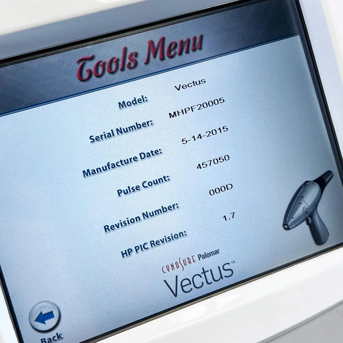 2015 Cynosure Palomar Vectus Laser Hair Removal 810 Diode Skintel System Palomar