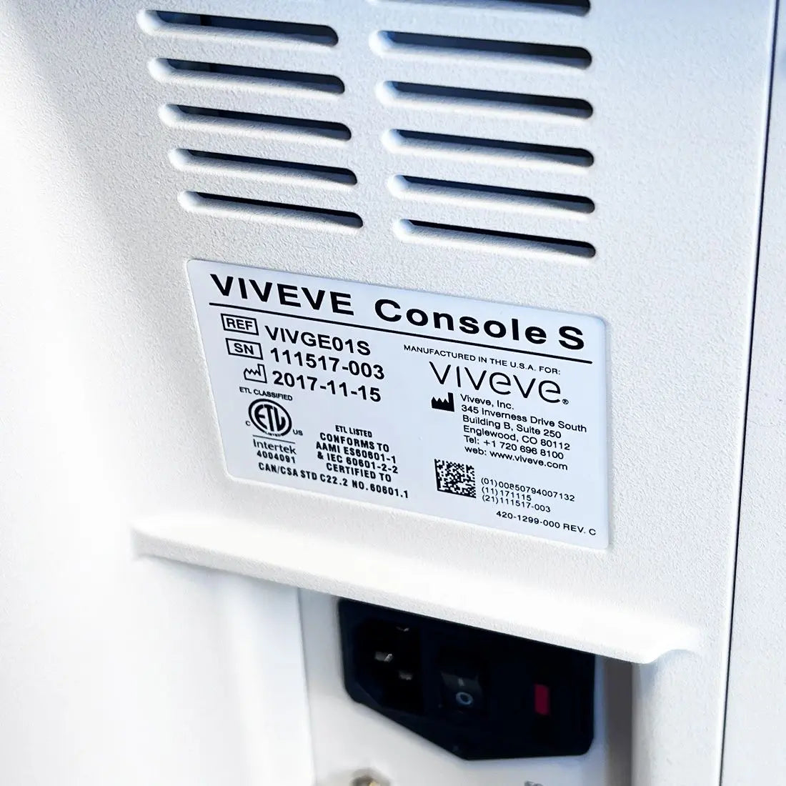 2017 Viveve Console S Feminine Vaginal Rejuvenation RF System VIVGE01S